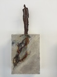 Acryl, Marmormehl mit Eisenfigur auf Holzkasten, 26.5x15x6cm, 2016