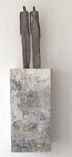 o.T., Mischtechnik mit Eisenfigur auf Holz, 53x15x6cm (HxBxT), 2020